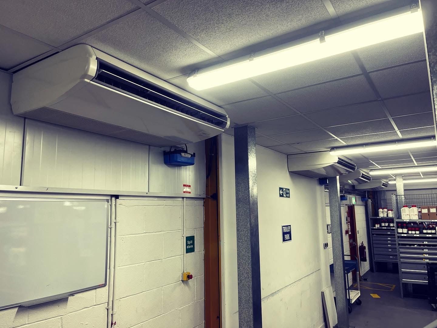 Indoor units serving the workshop area