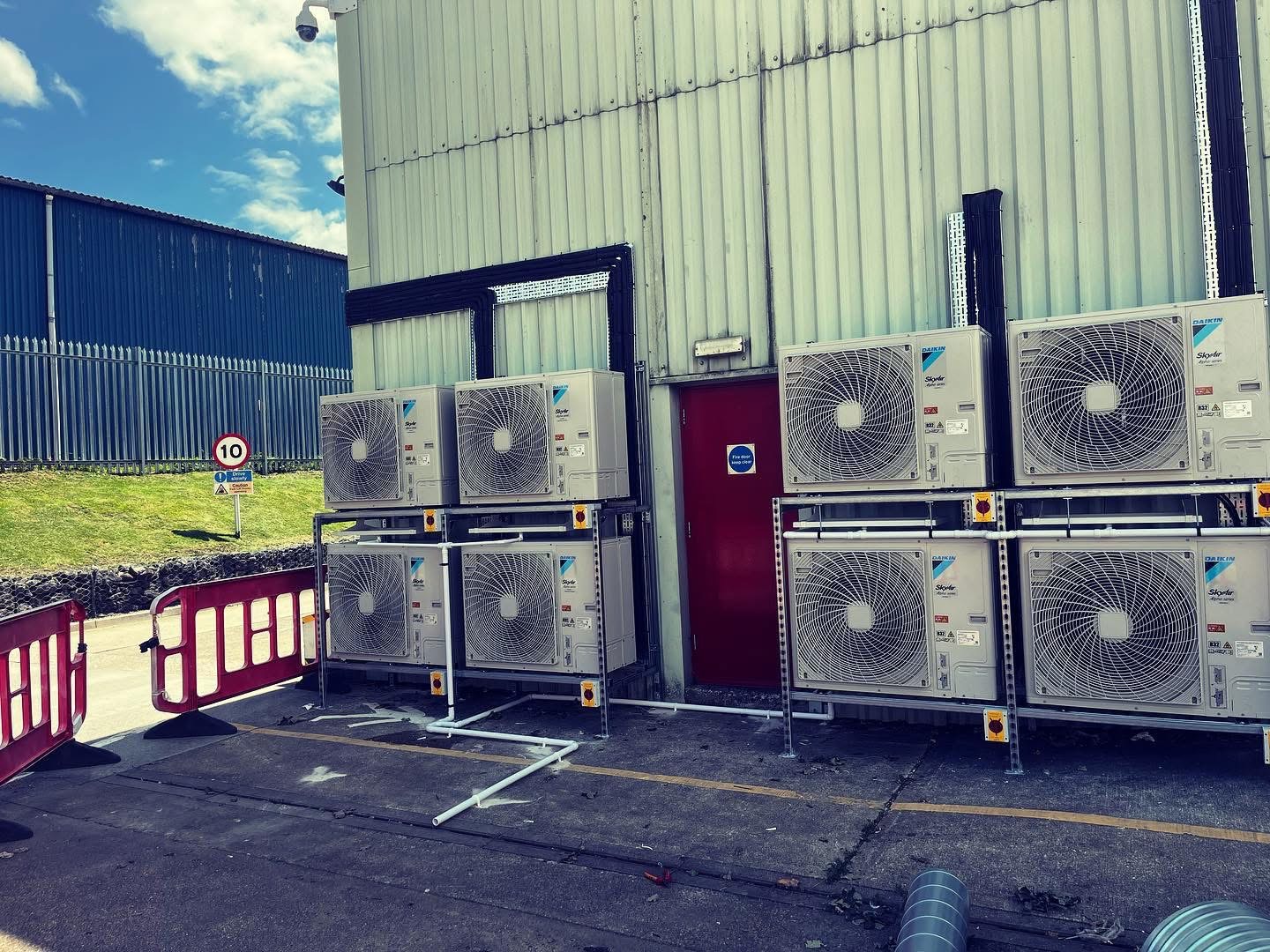 Stacked Sky Air condensers - rear elevation
